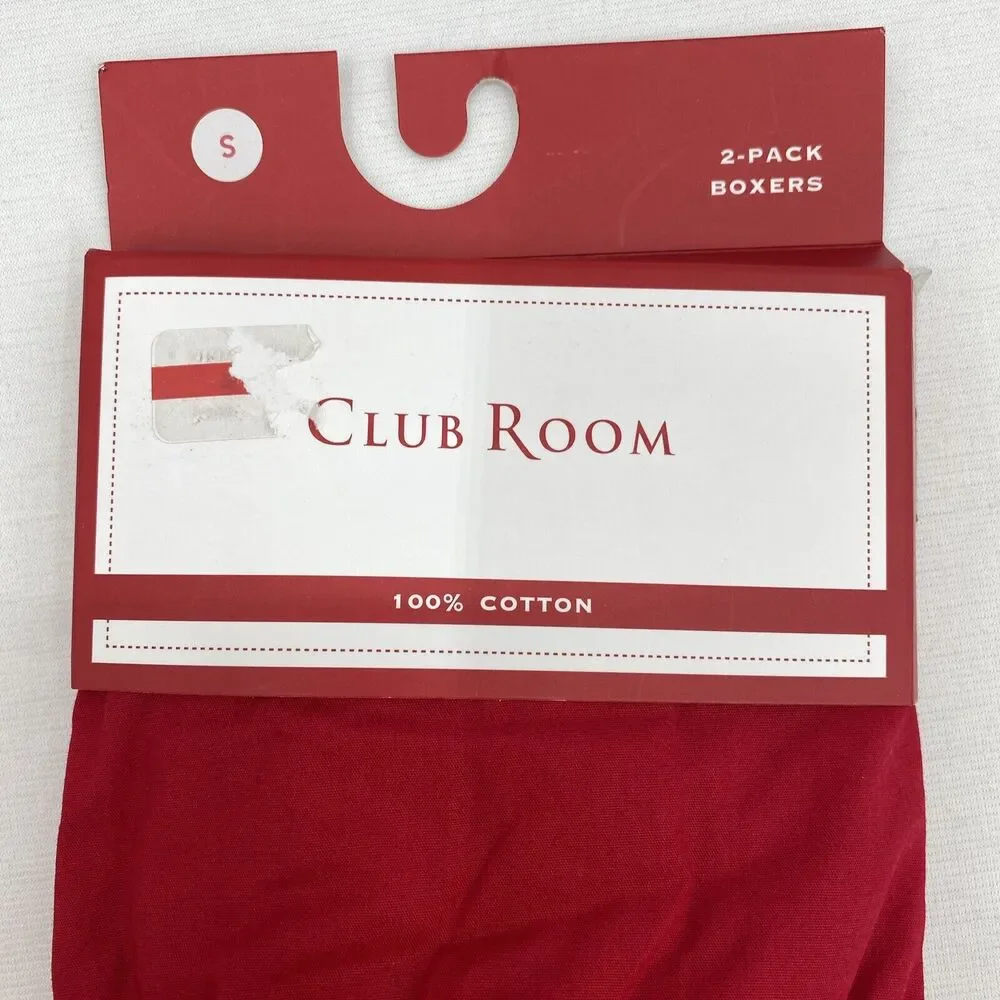 Club Room 2 Pack Holiday Christmas Lights Solid Boxer Shorts Mens S Red Blue